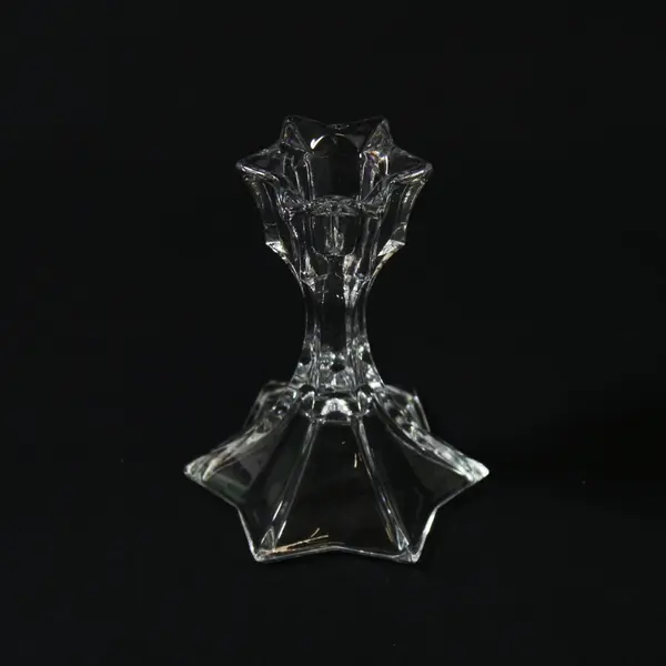 DePlomb 24% Lead Crystal Star Shaped 4 in Taper Candle Holder