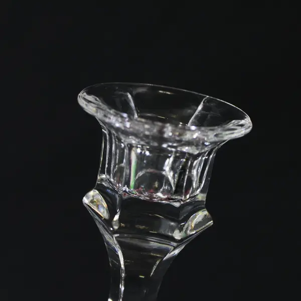 Libbey 2245 Clear Pressed Glass Paneled 4 in Taper Candlestick Holder