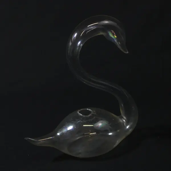 Hand Blown Clear Glass Swan Bud Vase 6.5 Inch