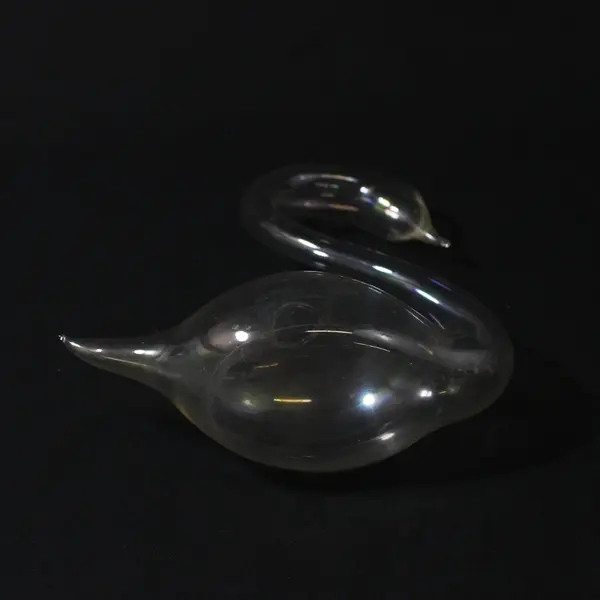 Hand Blown Clear Glass Swan Bud Vase 6.5 Inch
