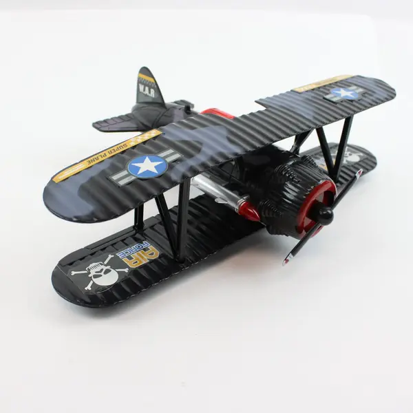 Military Biplane Toy Black Camouflage Skull Graphics Sound Effects