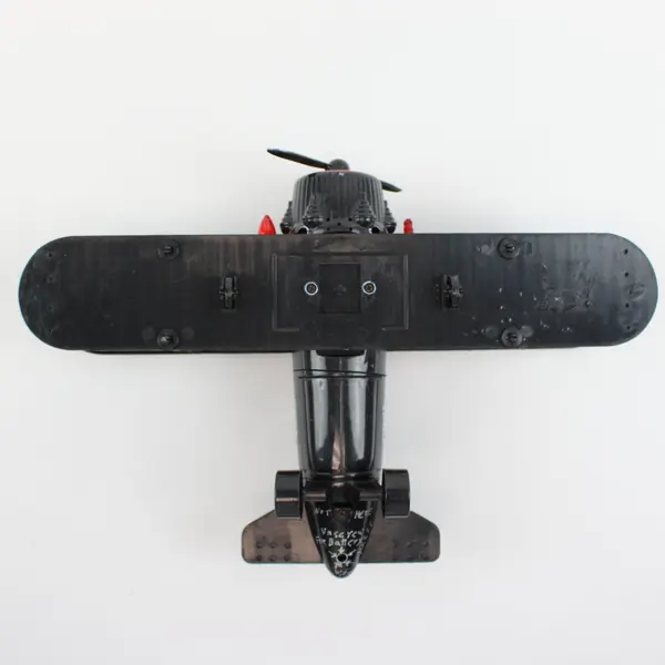 Military Biplane Toy Black Camouflage Skull Graphics Sound Effects