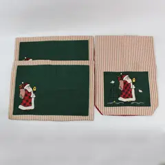 Christmas Santa Quilted Table Runner & Placemats 3 Pc Set Holiday Decor