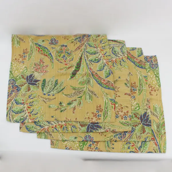 Set of 4 Multicolor Boho Floral Cloth Napkins Reusable Table Linens