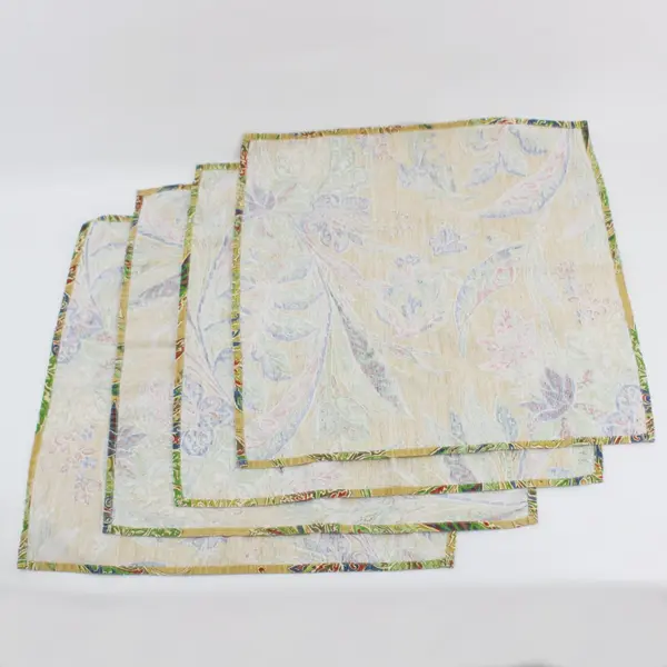 Set of 4 Multicolor Boho Floral Cloth Napkins Reusable Table Linens