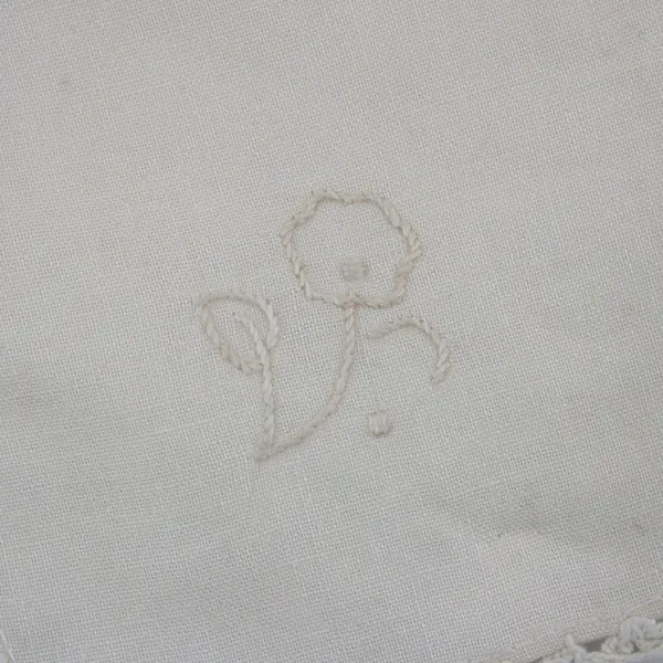 Set of 5 Vintage Beige Cloth Napkins Embroidered Flowers