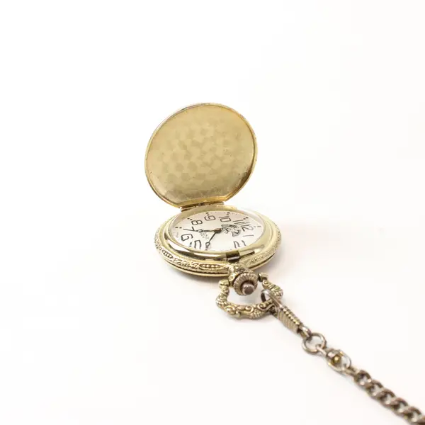 Watch-It Quartz Eagle Pocket Watch With Chain Gold Tone - New Battery