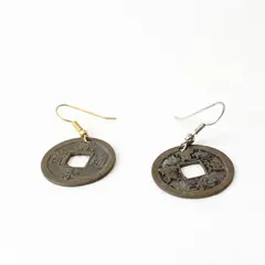 Unbranded Chinese Coin Dangle Earrings Metal 1.5 Inch