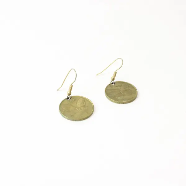 Philippines 25 Sentimos Butterfly Coin Dangle Earrings Pair