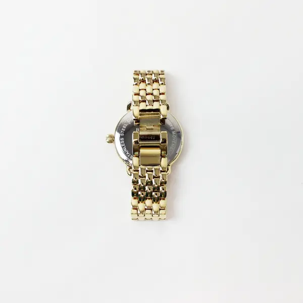 Bellezza Gold Tone Roman Numeral Wristwatch White Dial Bracelet New Battery