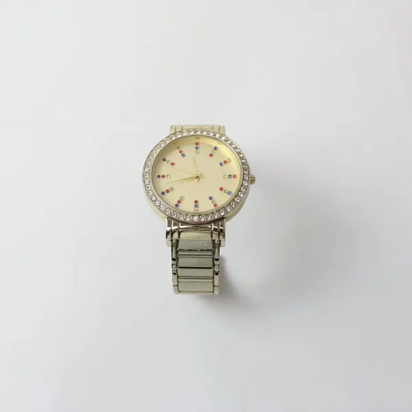 Accutime Women's Silver Tone Rhinestone Bezel Analog Bracelet Watch New Battery
