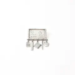 JJ Jonette Vintage Math Teacher Brooch Pin Equation Plaque Dangling Charms