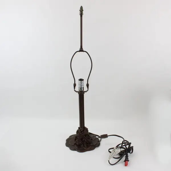 Tiffany-Style Stained Glass Table Lamp Dragonfly Floral Tall Shade