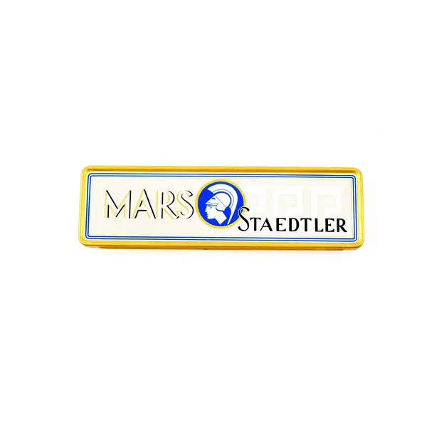 Staedtler Mars Empty Metal Pencil Tin Case Gold Tone Border