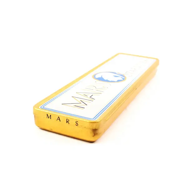 Staedtler Mars Empty Metal Pencil Tin Case Gold Tone Border