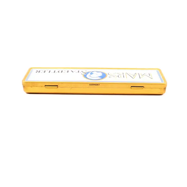 Staedtler Mars Empty Metal Pencil Tin Case Gold Tone Border