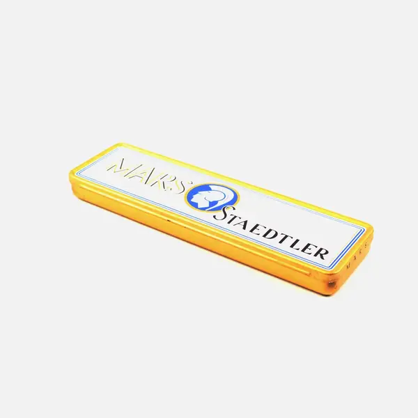 Staedtler Mars Empty Metal Pencil Tin Case Gold Tone Border