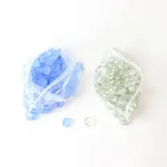 2 Bags Flat Glass Marbles Light Blue & Clear Vase Filler Craft 1.6 lb