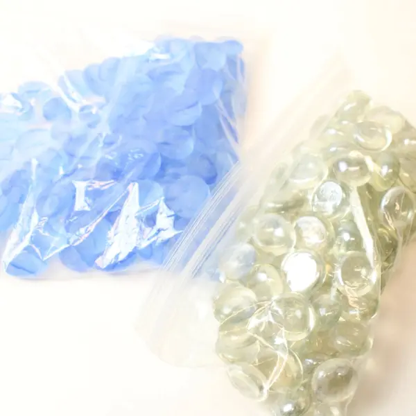 2 Bags Flat Glass Marbles Light Blue & Clear Vase Filler Craft 1.6 lb