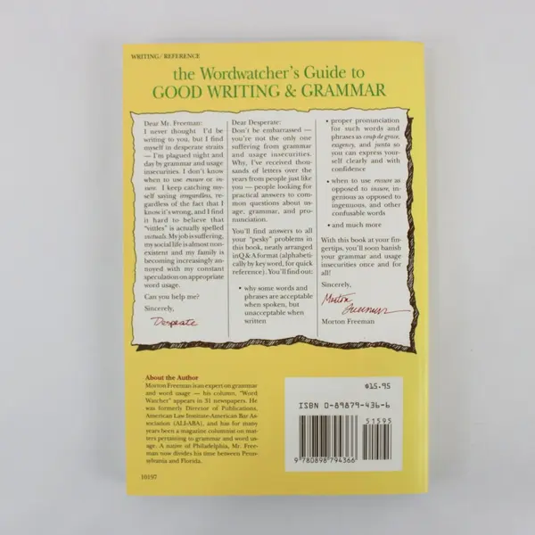 Wordwatcher's Guide Writing & Grammar by M.S. Freeman 1990 PB ISBN 0898794366