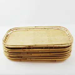 Set of 8 Woven Bamboo Rectangular Serving Trays 19 x 12.5 in