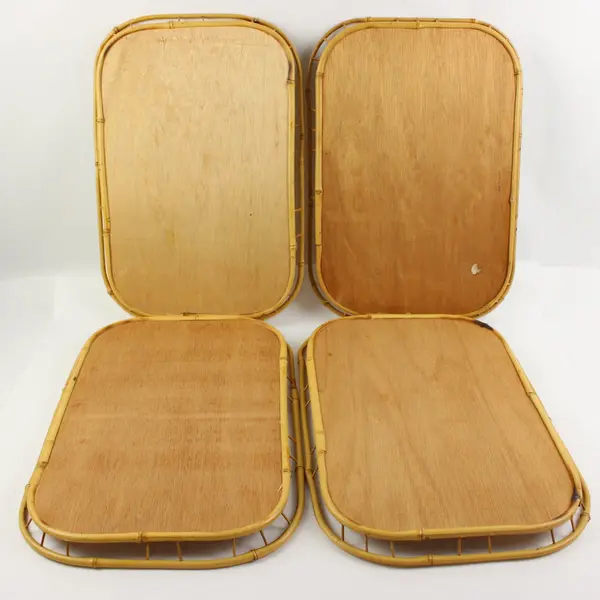 Set of 8 Woven Bamboo Rectangular Serving Trays 19 x 12.5 in