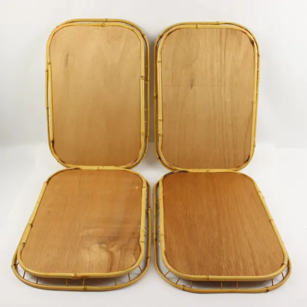 Set of 8 Woven Bamboo Rectangular Serving Trays 19 x 12.5 in