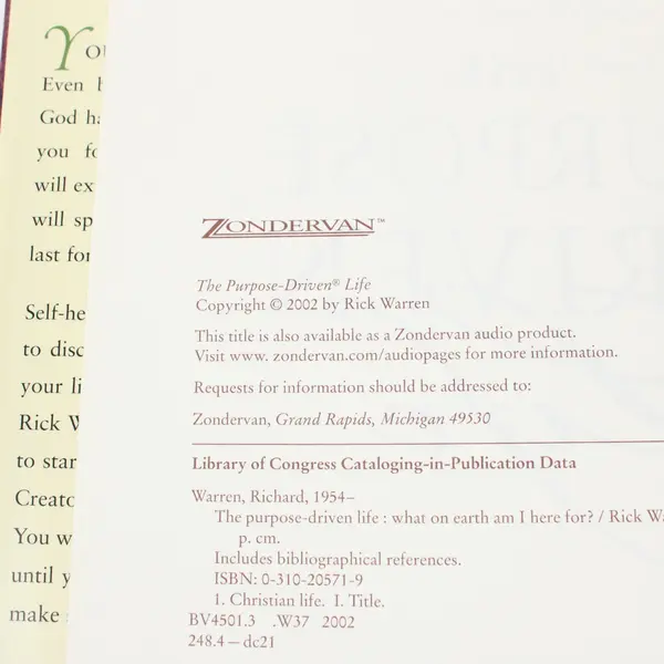 Rick Warren The Purpose Driven Life Hardcover What on Earth Am I Here For?