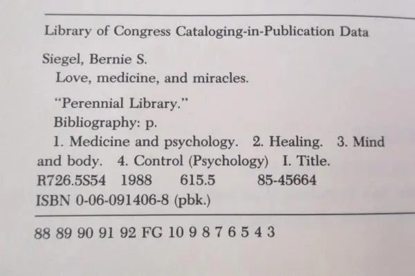 Love, Medicine & Miracles Bernie S. Siegel MD Self-Healing Paperback Book
