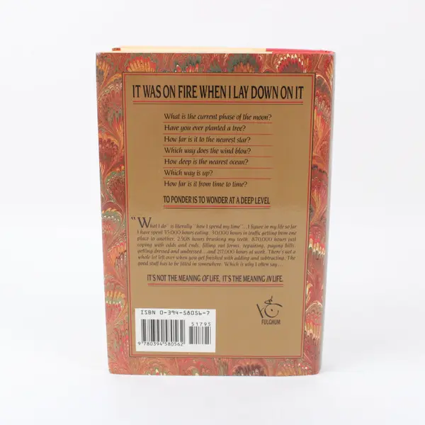 Robert Fulghum It Was On Fire When I Lay Down On It 1989 Hardcover DJ