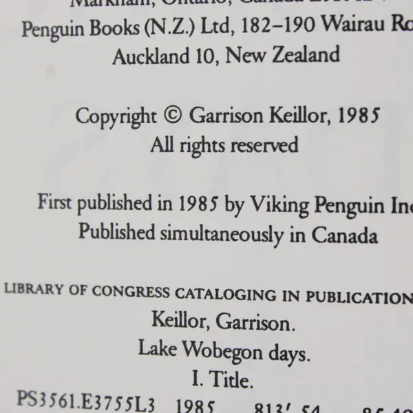 Lake Wobegon Days Garrison Keillor 1985 Hardcover Humor Book