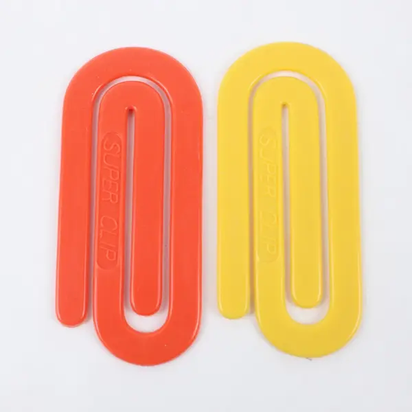 Pair Super Clip Bookmarks Plastic Yellow Orange Jumbo
