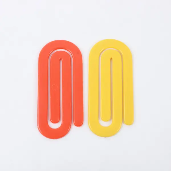 Pair Super Clip Bookmarks Plastic Yellow Orange Jumbo