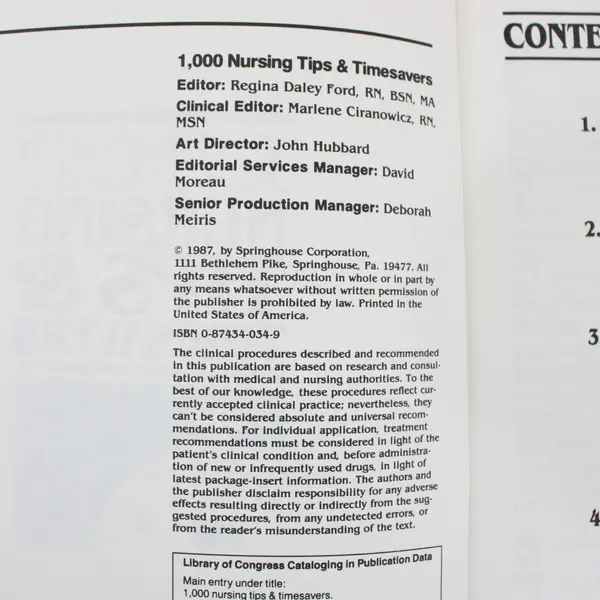 Vintage 1000 Nursing Tips & Timesavers Quick & Easy Tips 2nd Ed 1987 Paperback