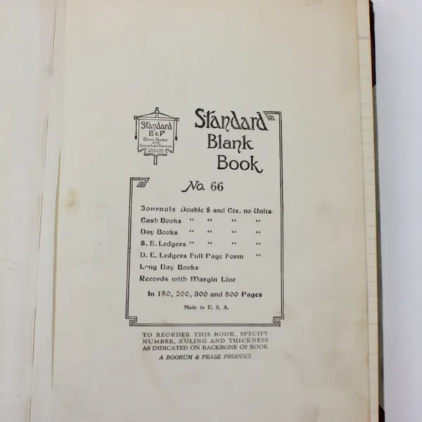 Standard B & P No. 66 Day Book Ledger Blank Book Hardcover