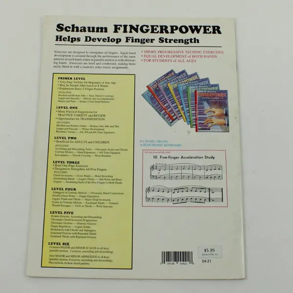 John W. Schaum Fingerpower Level One Piano or Organ Exercise Book