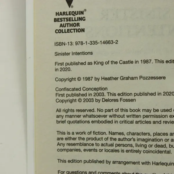 Heather Graham Sinister Intentions & Confiscated Conception Paperback