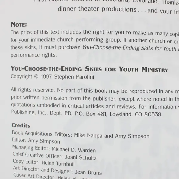 You-Choose-the-Ending Skits for Youth Ministry by Stephen Parolini 1997