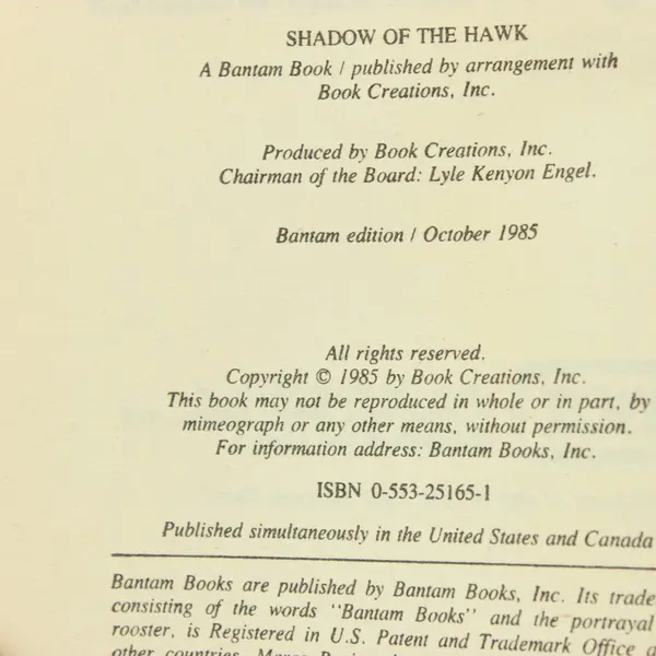 Shadow of the Hawk Leigh Franklin James 1985 Bantam Paperback Book VIII