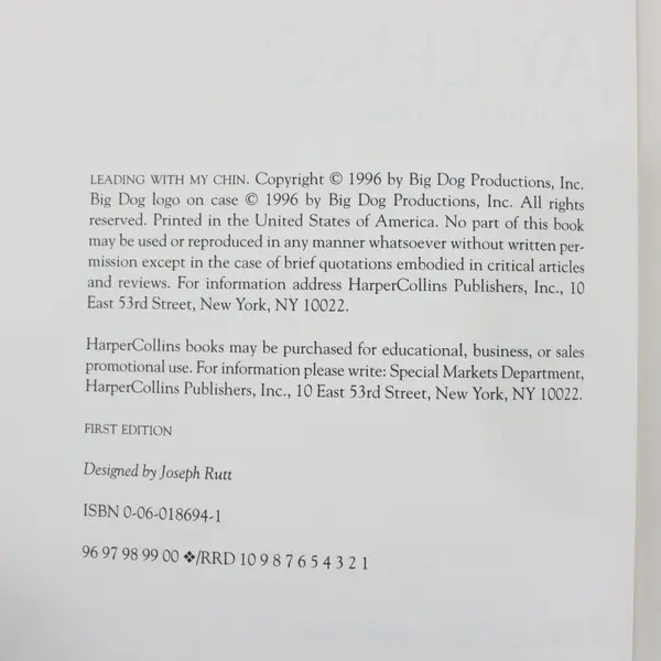 Leading With My Chin HC Book w/DJ 1996, First Ed. Jay Leno 