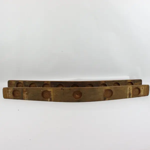 Lot of 2 Rustic Wooden Wine Barrel Stave Tealight Holders 5 & 9