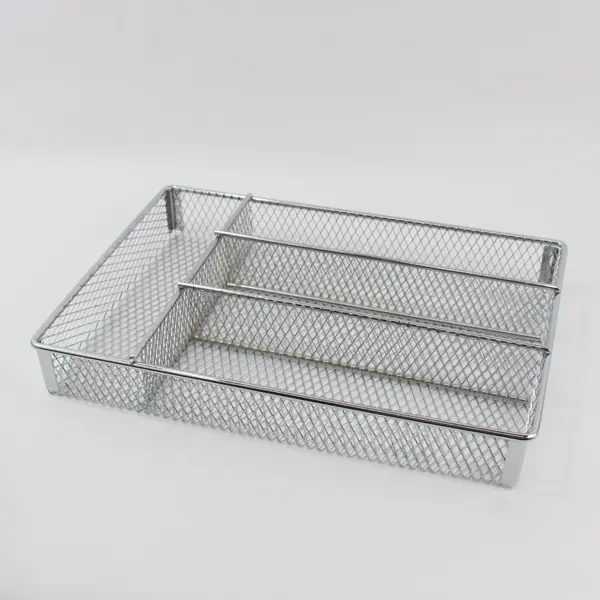 Steel Mesh Cutlery Tray Drawer Organizer 15 x 10 x 2 in