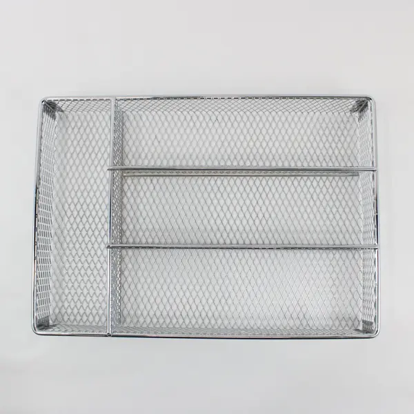 Steel Mesh Cutlery Tray Drawer Organizer 15 x 10 x 2 in