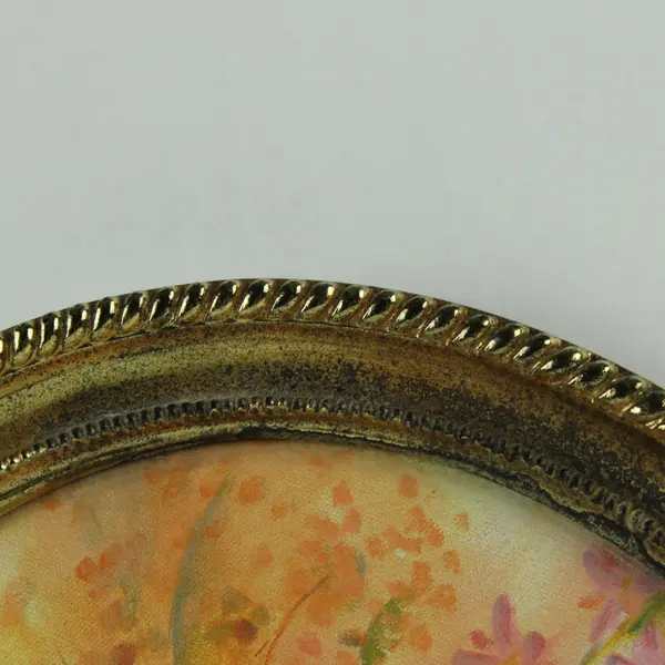 Vintage 1970s Floral Bouquet Oval Print Signed Clayton Gold-Tone Frame