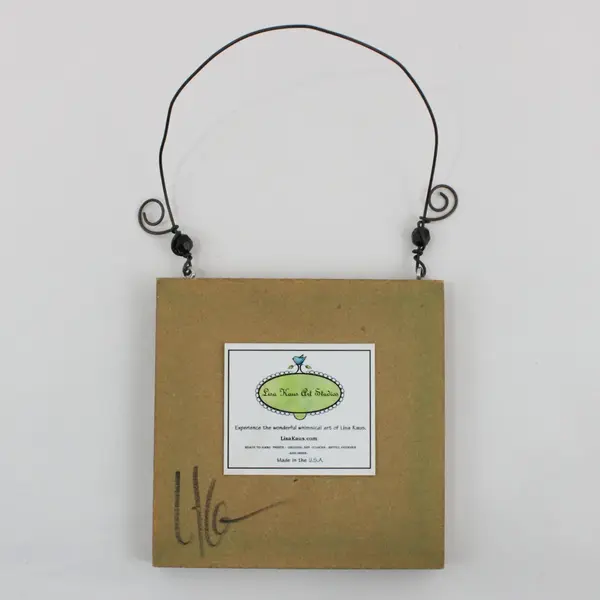Lisa Kaus Whimsical Cottage House Wall Plaque 6x6 Signed Art