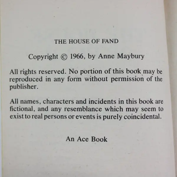 Lot of 2 Paperbacks The House of Fand Anne Maybury Blind Opening Nancy Elliott