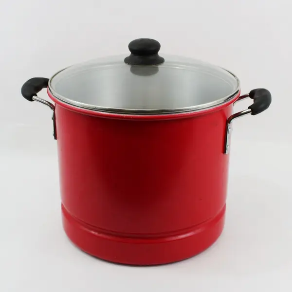 IMUSA Red Aluminum Stock Pot with Clear Lid Water Bath Canner