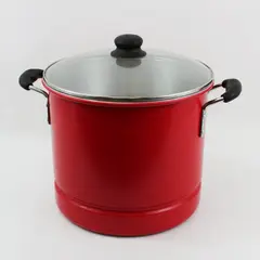 IMUSA Red Aluminum Stock Pot with Clear Lid Water Bath Canner