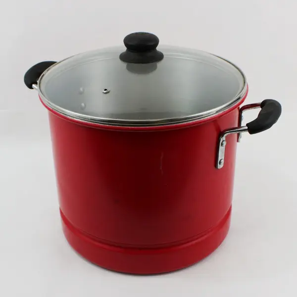 IMUSA Red Aluminum Stock Pot with Clear Lid Water Bath Canner