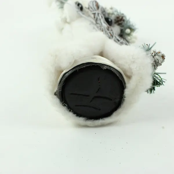 Santa Claus Christmas Standing Figurine White Faux Fur Wreath